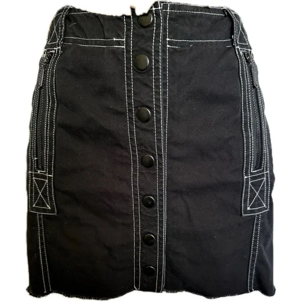 INC Stretch Button Up Raw Edge Skirt Altered* Retail $79 Women’s Size 6P